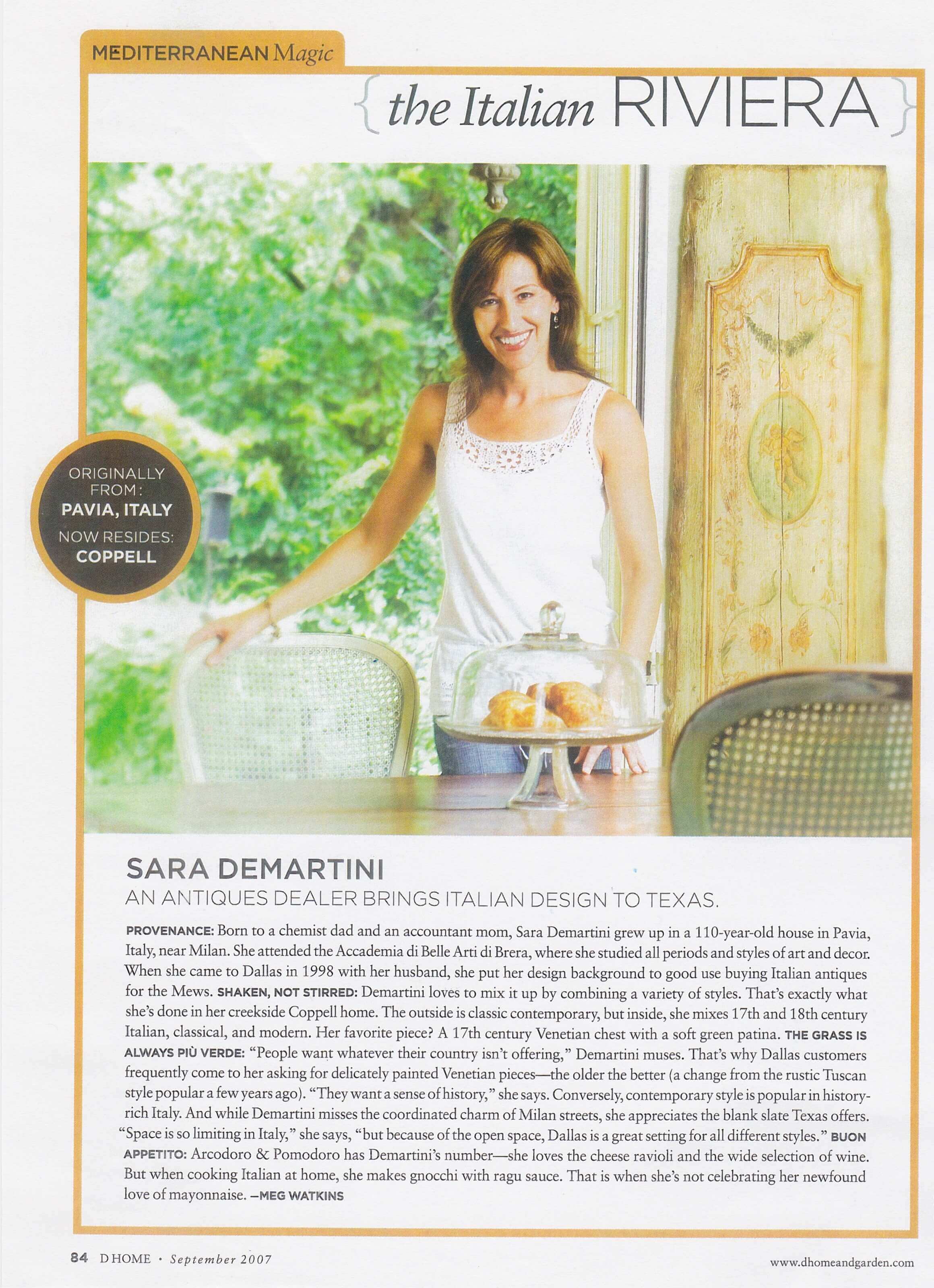 D Magazine article snippet about Sara Demartini - September 2007